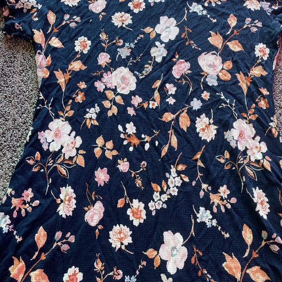 NWT - Kohl’s Navy floral button down waffle tee dress - size L - Picture 7 of 7